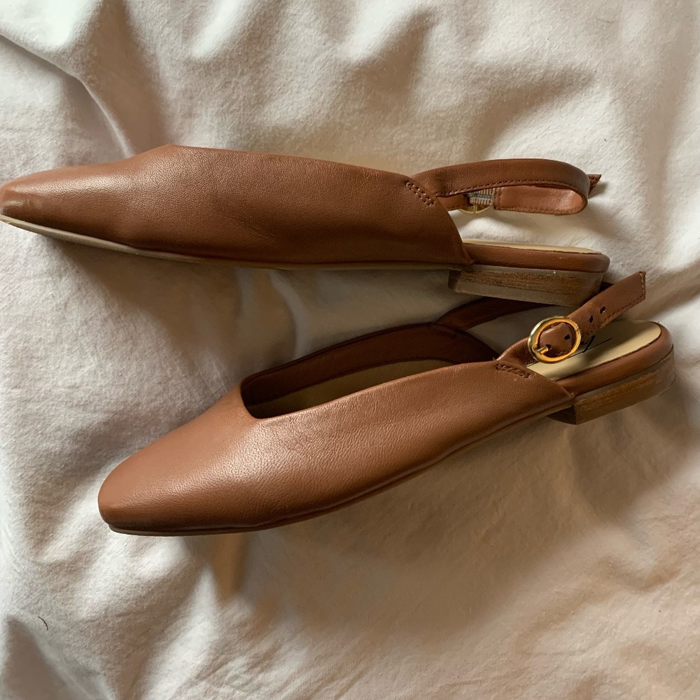 Trotters 'Holly Slingback Flats' in tan genuine leather - Picture 8 of 10